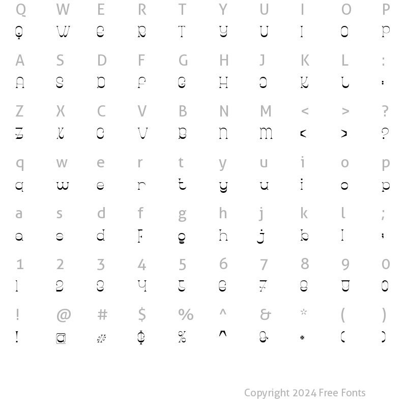 Character Map of Chaero Regular