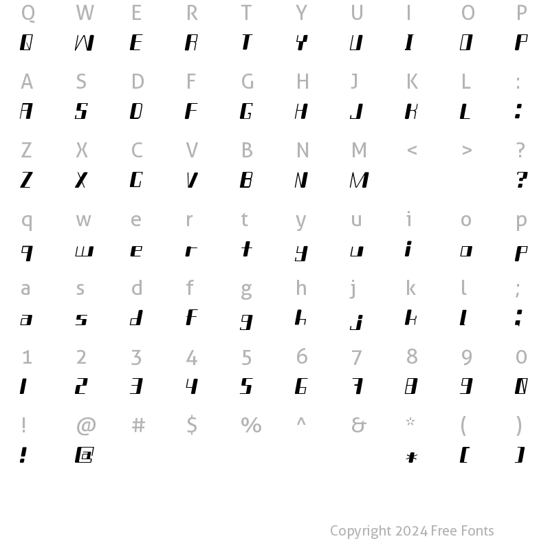 Character Map of Chain Reaction Itaric Regular