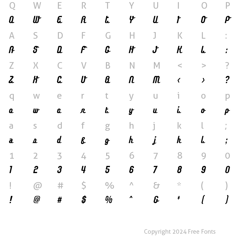 Character Map of Chaingochic Bold