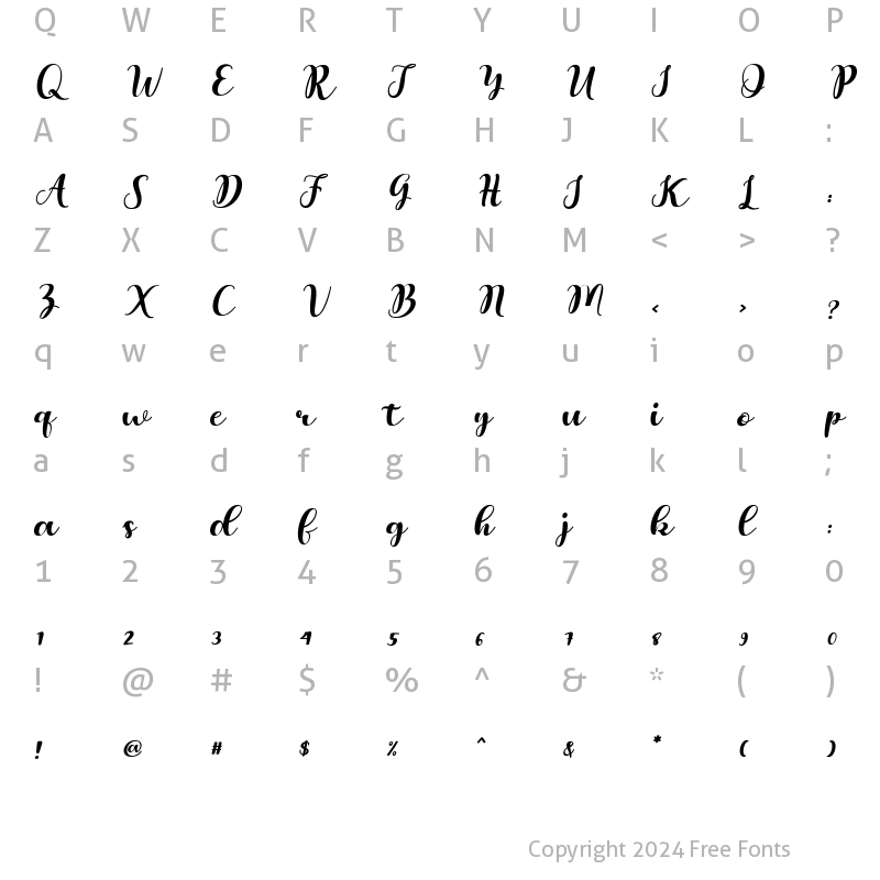 Character Map of Chakilla Script Italic Regular