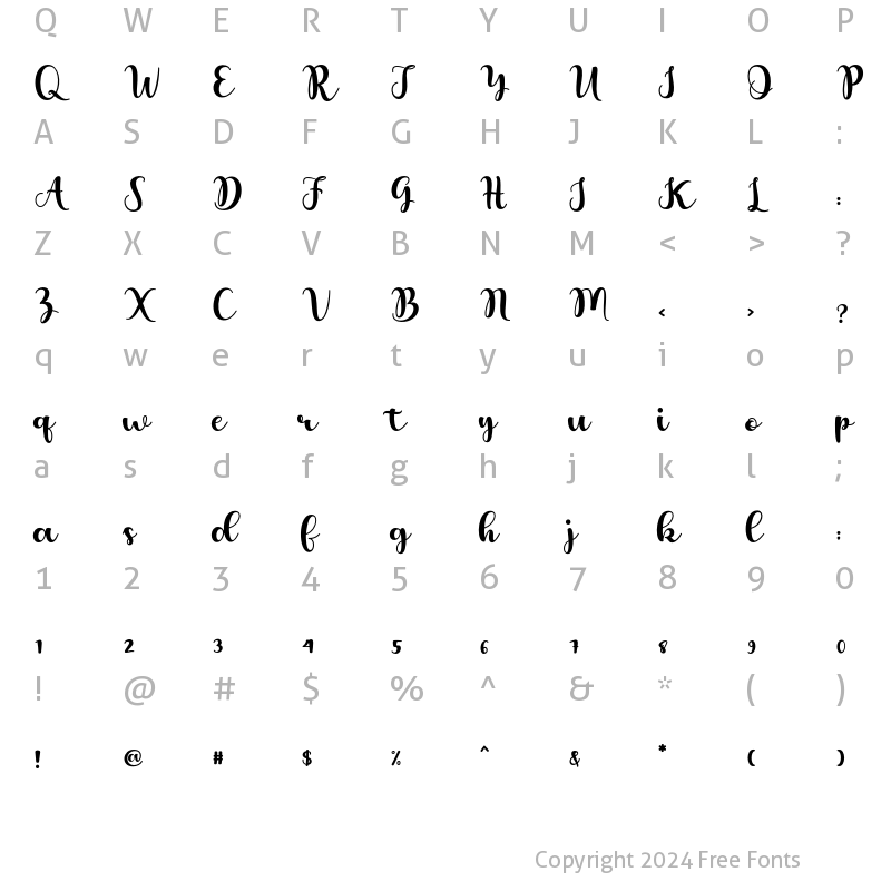 Character Map of Chakilla Script Regular