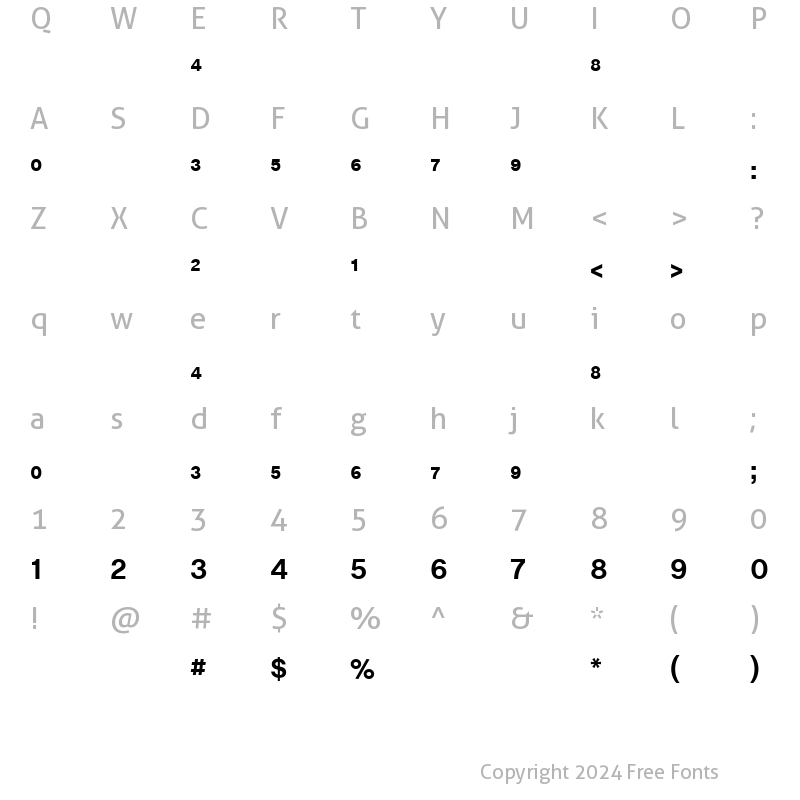 Character Map of ChaletBookTTFrac Bold