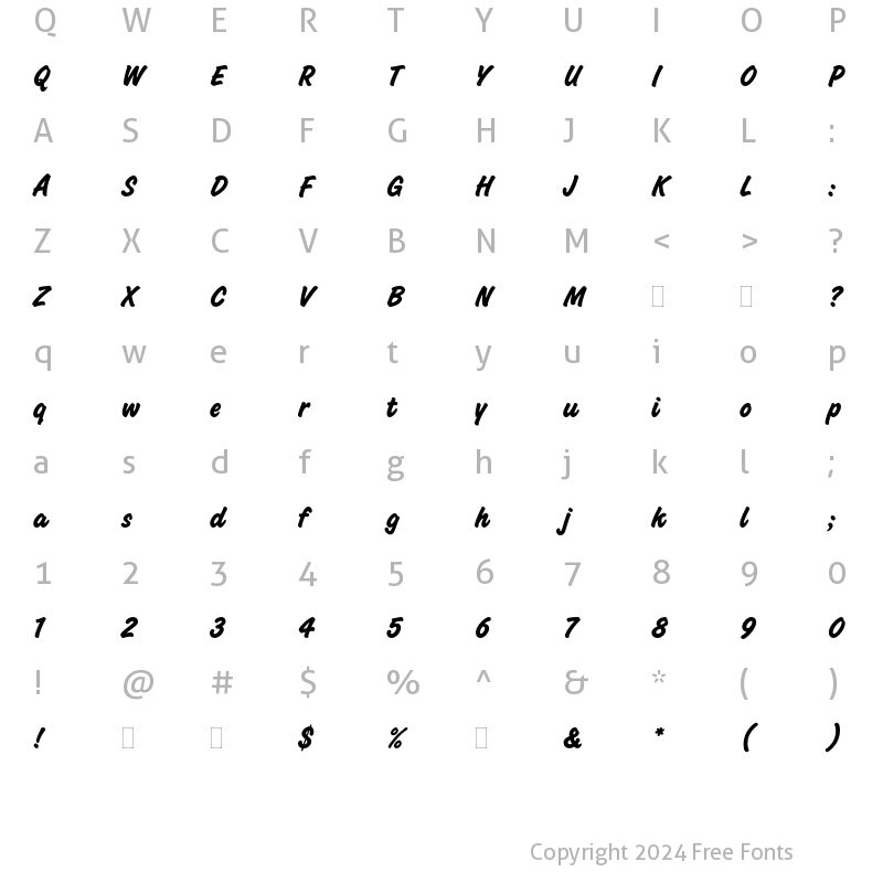 Character Map of Challenge Bold Plain Regular