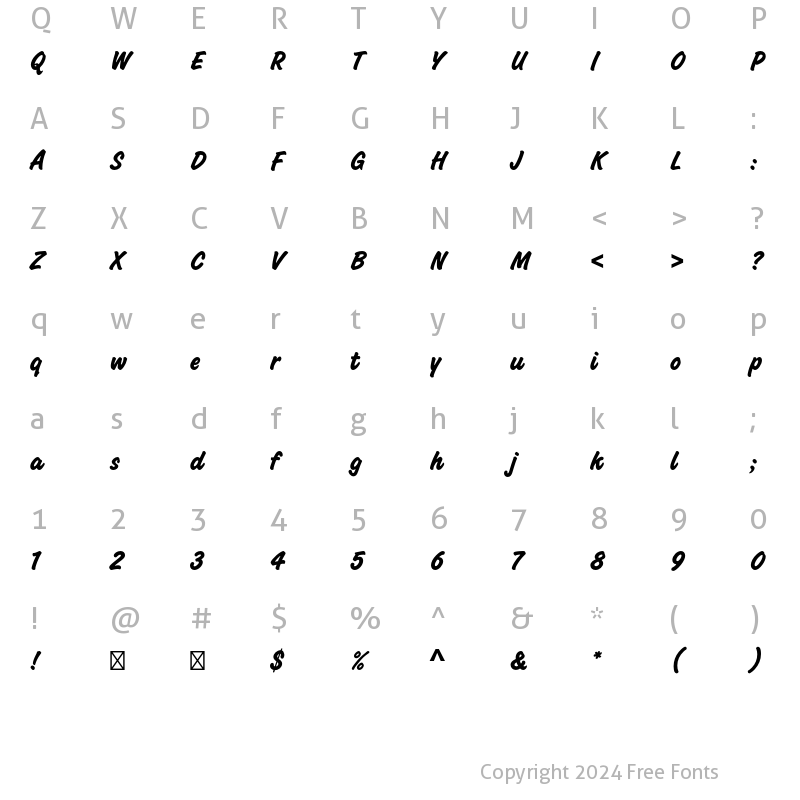 Character Map of Challenge Bold Std Regular