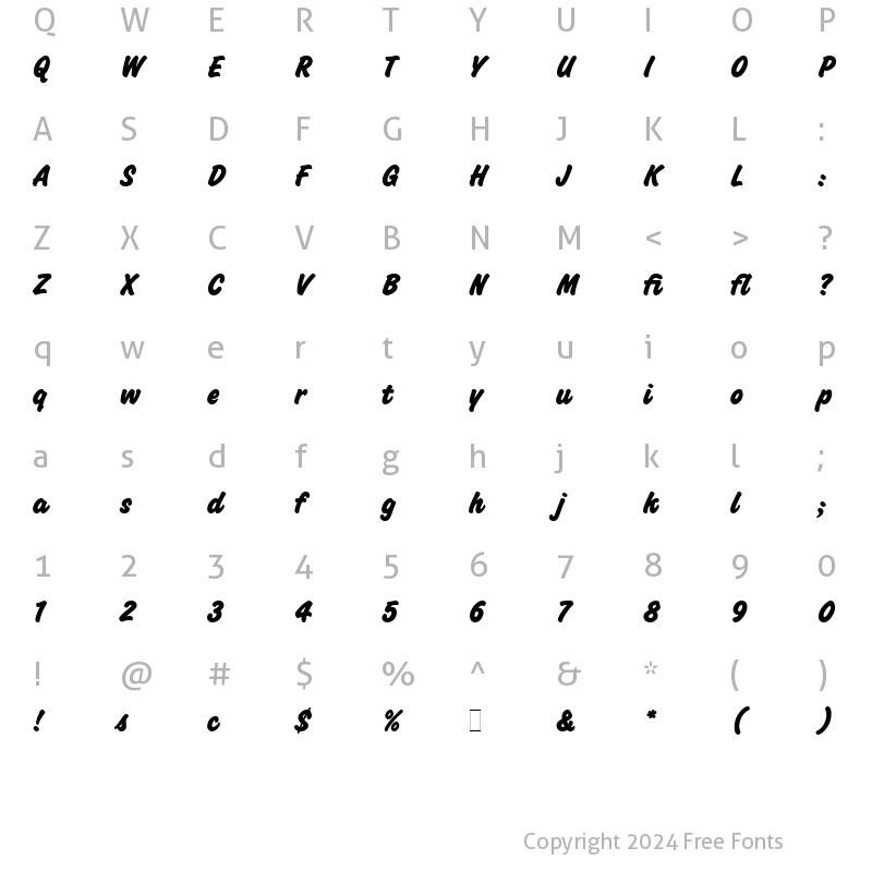 Character Map of Challenge Extra Bold LET Plain