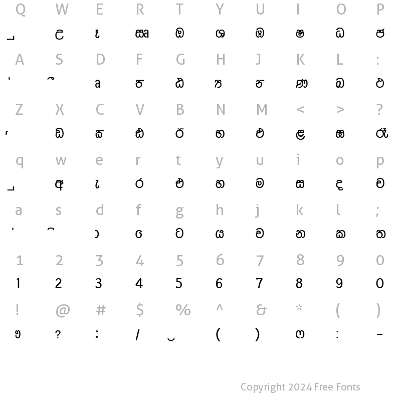 Character Map of CHAMARA NORMAL