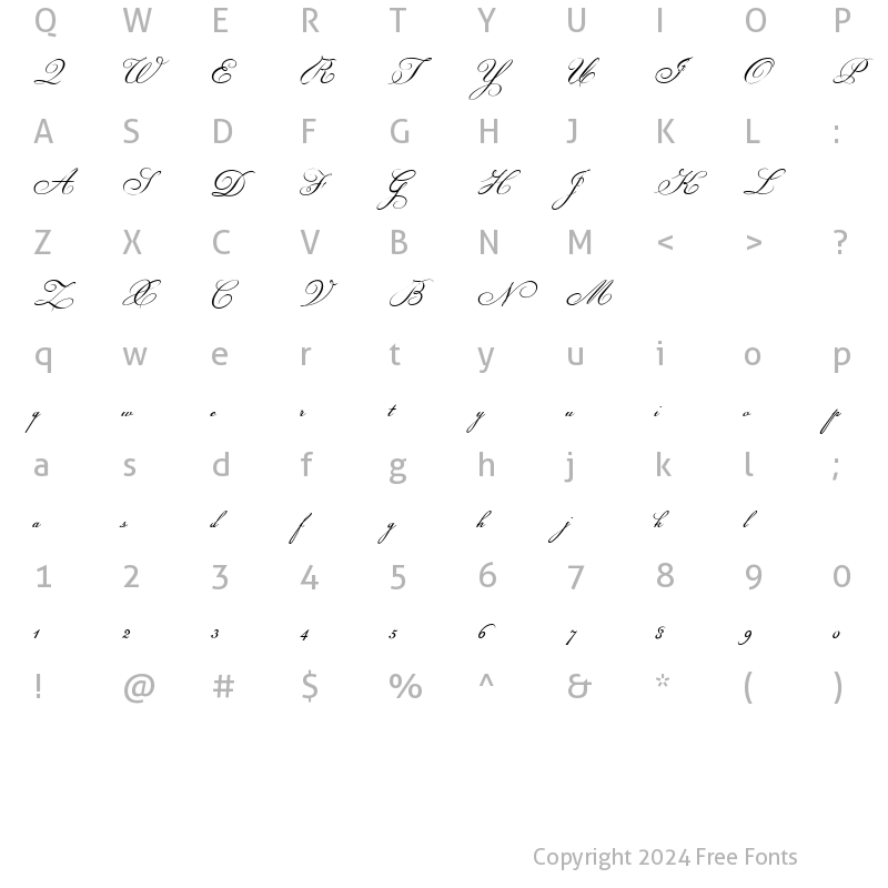 Character Map of Champignon script Regular