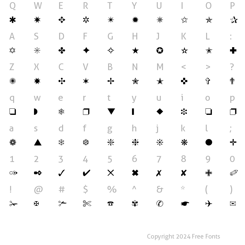 Character Map of ChanceryOrnamentsSSK Regular