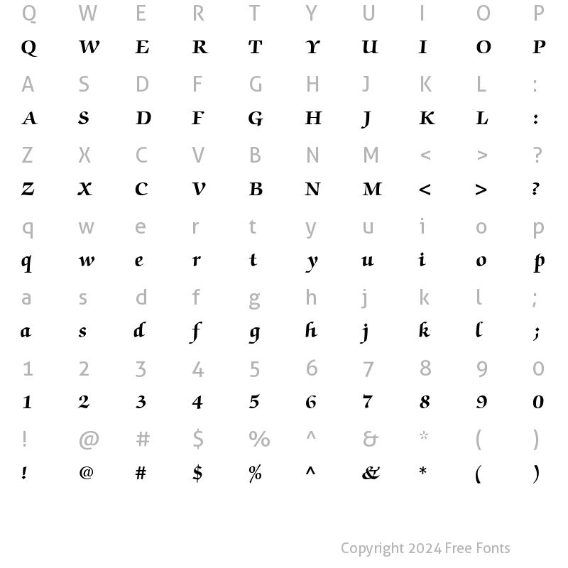 Character Map of ChanceryScriptBlackSSK Regular