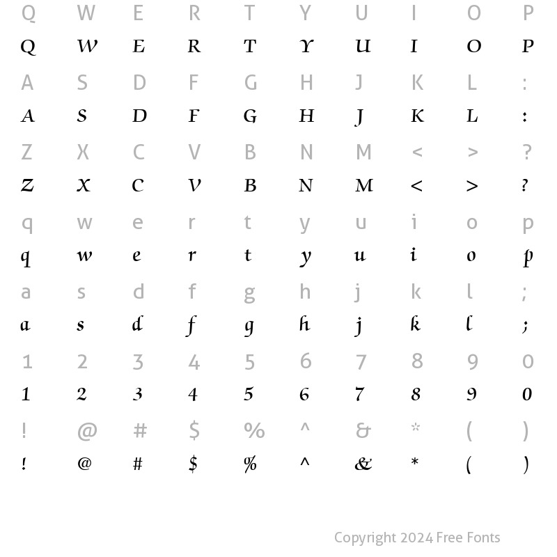 Character Map of ChanceryScriptSSK SemiBold