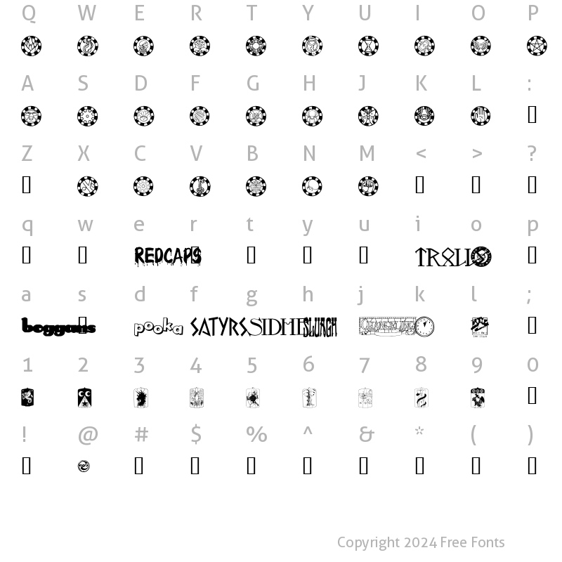 Character Map of Changeling Dingbats Regular