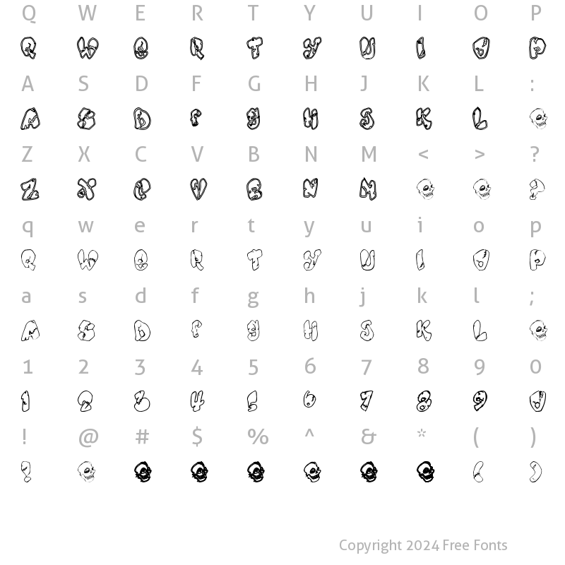 Character Map of Chankenstein Regular