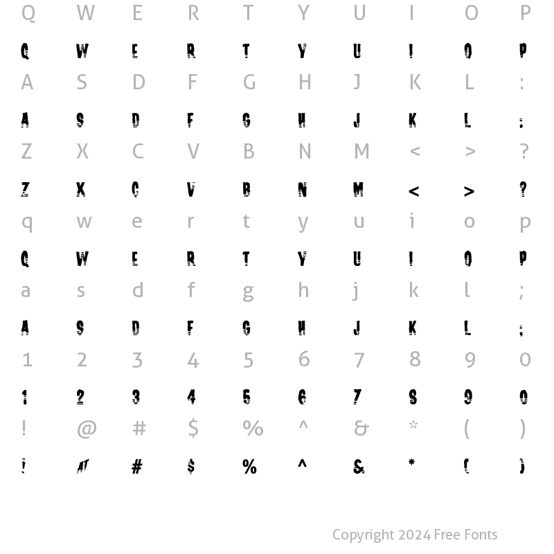 Character Map of Channel Tuning JL Regular