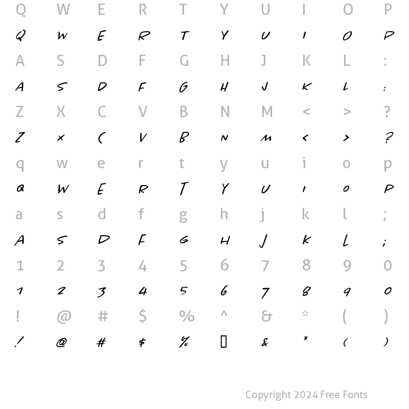 Character Map of Chantal Light Italic