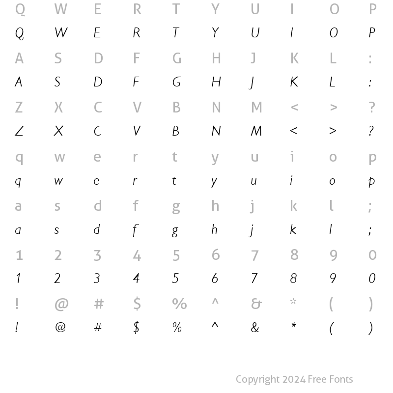 Character Map of ChantillyLH Italic