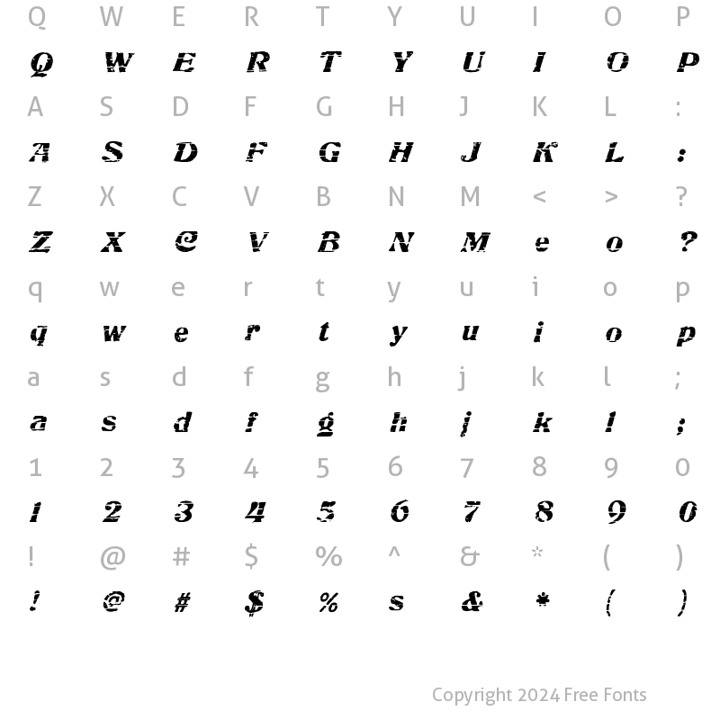 Character Map of Charbroiled Regular