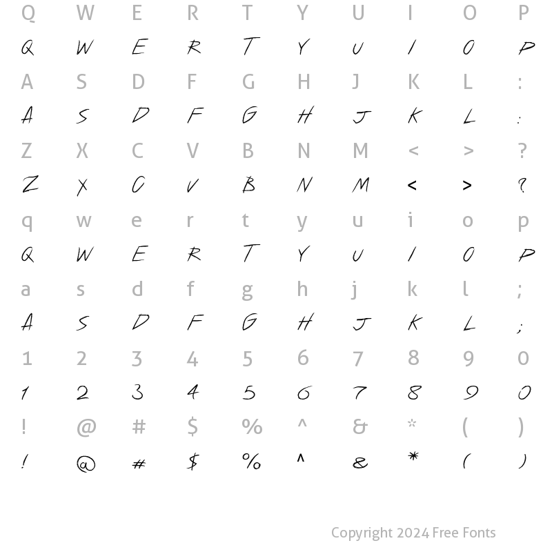 Character Map of charcoal Narrow Italic