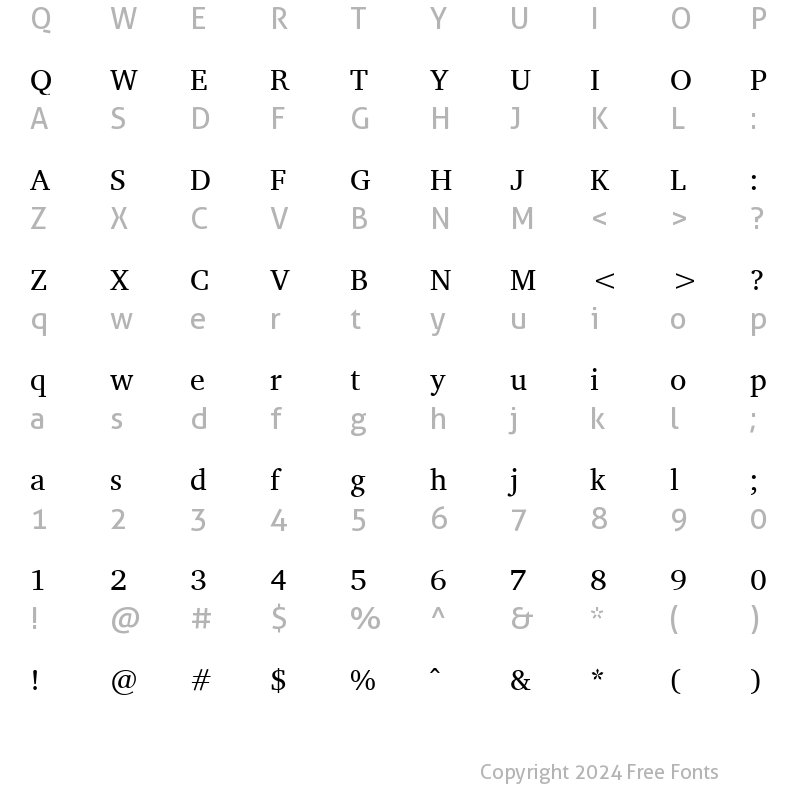 Character Map of Charis SIL Regular