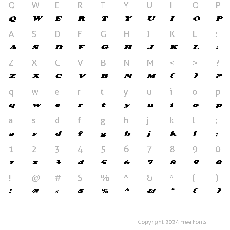 Character Map of Charlemagne Italic Italic