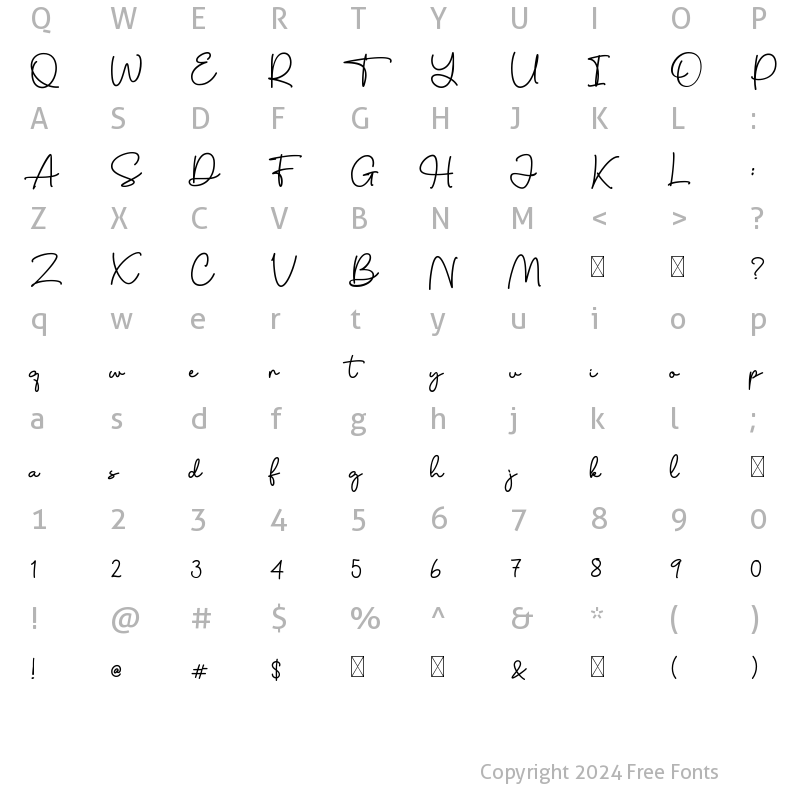 Character Map of Charles Sebastian Regular