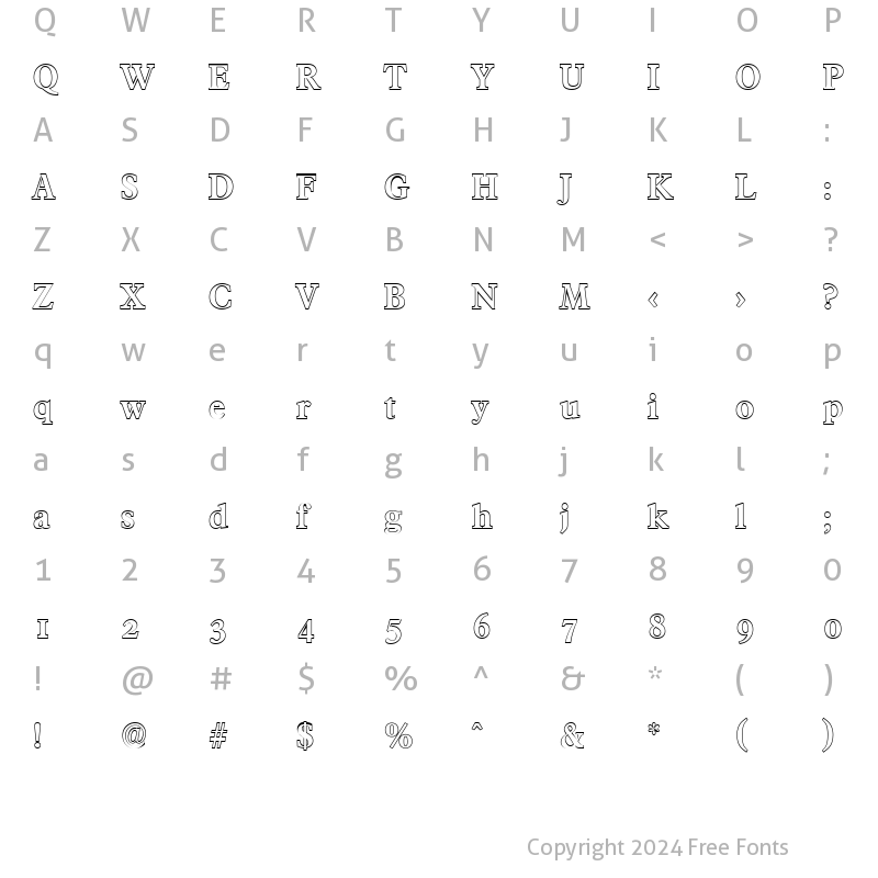 Character Map of CharlesBeckerOutline Bold