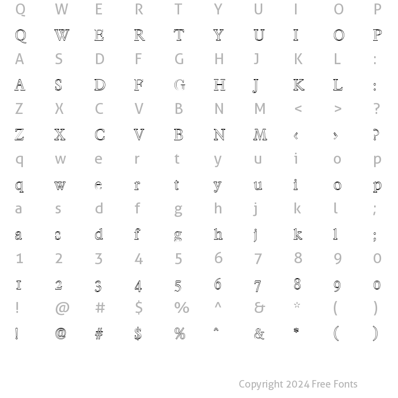 Character Map of CharlesBeckerOutline-Light Regular