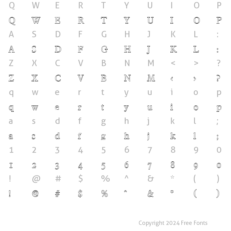 Character Map of CharlesBeckerOutline Regular