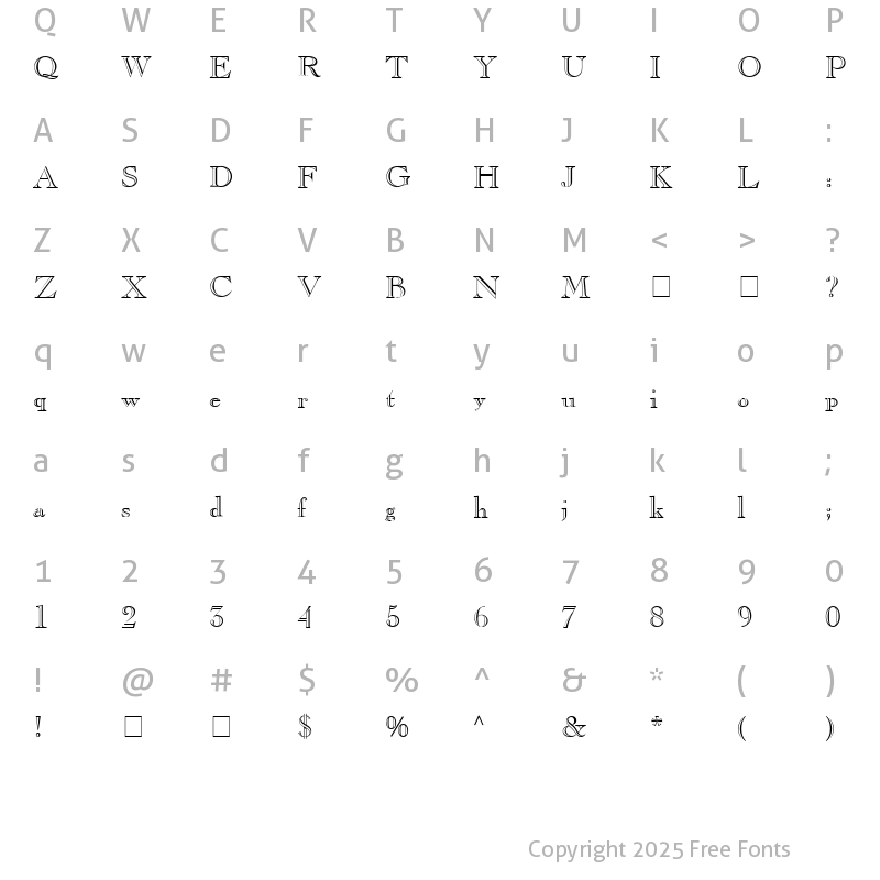 Character Map of CharlesOpen Thin