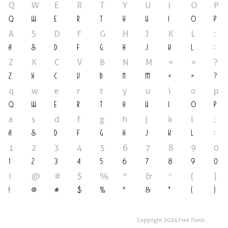 Character Map of Charlie Regular