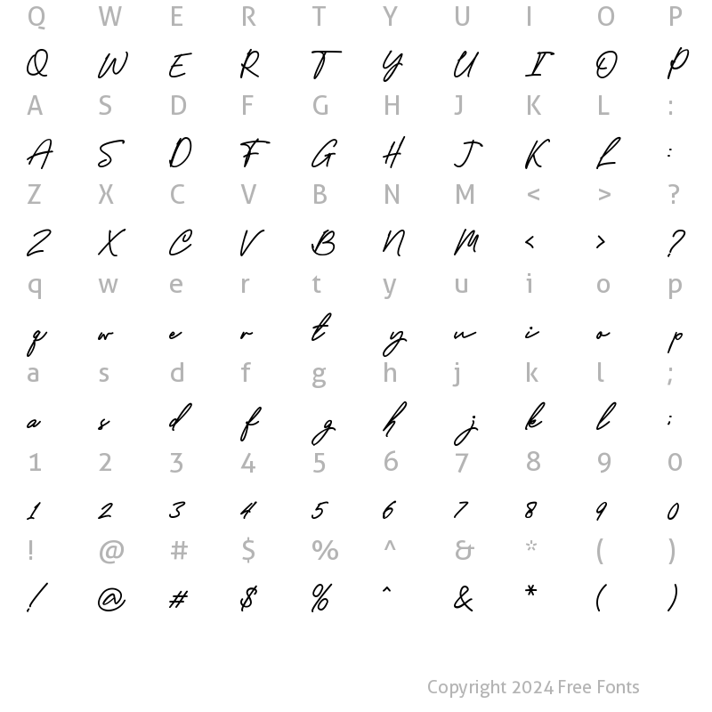 Character Map of Charlly Regular