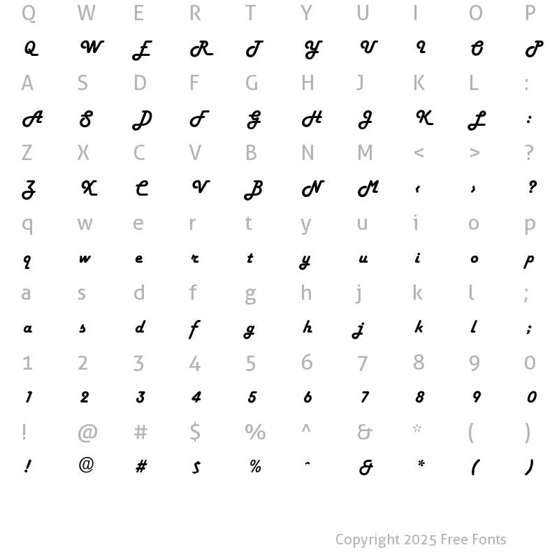 Character Map of CharlotteBecker Regular