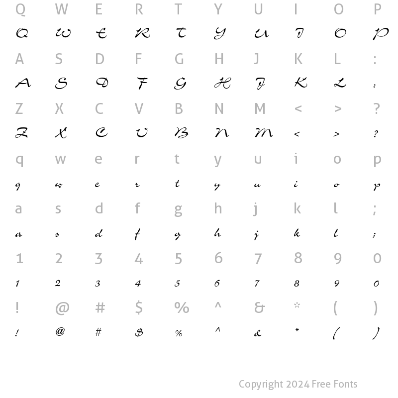 Character Map of CharmeICG Regular