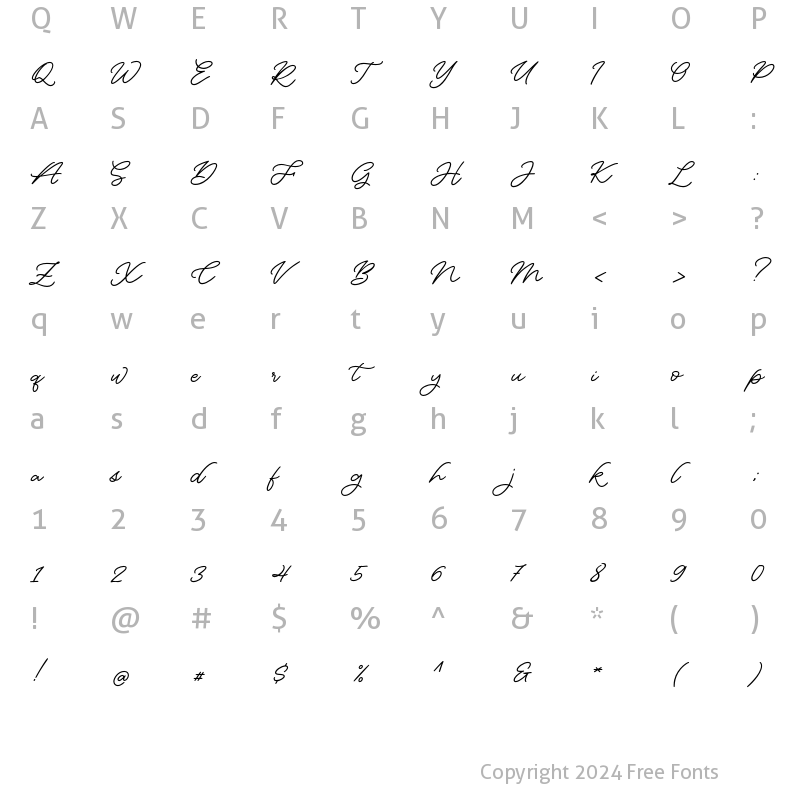 Character Map of Charmely Regular