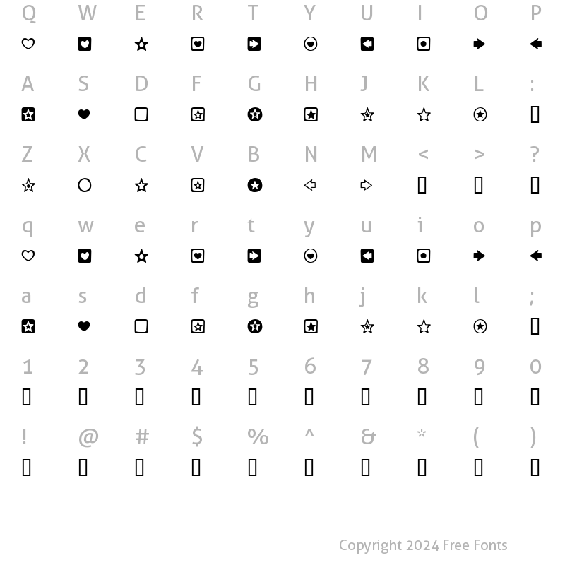 Character Map of Charms BV Regular