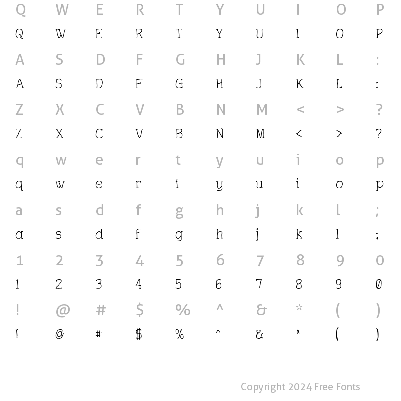 Character Map of Charrington Roughened Regular