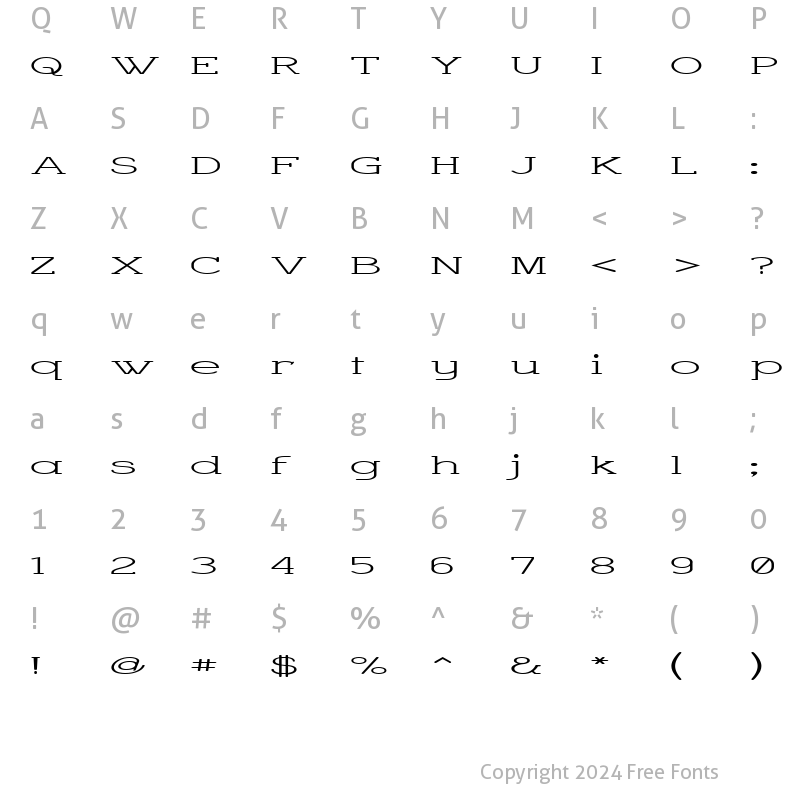 Character Map of Charrington Superwide Regular