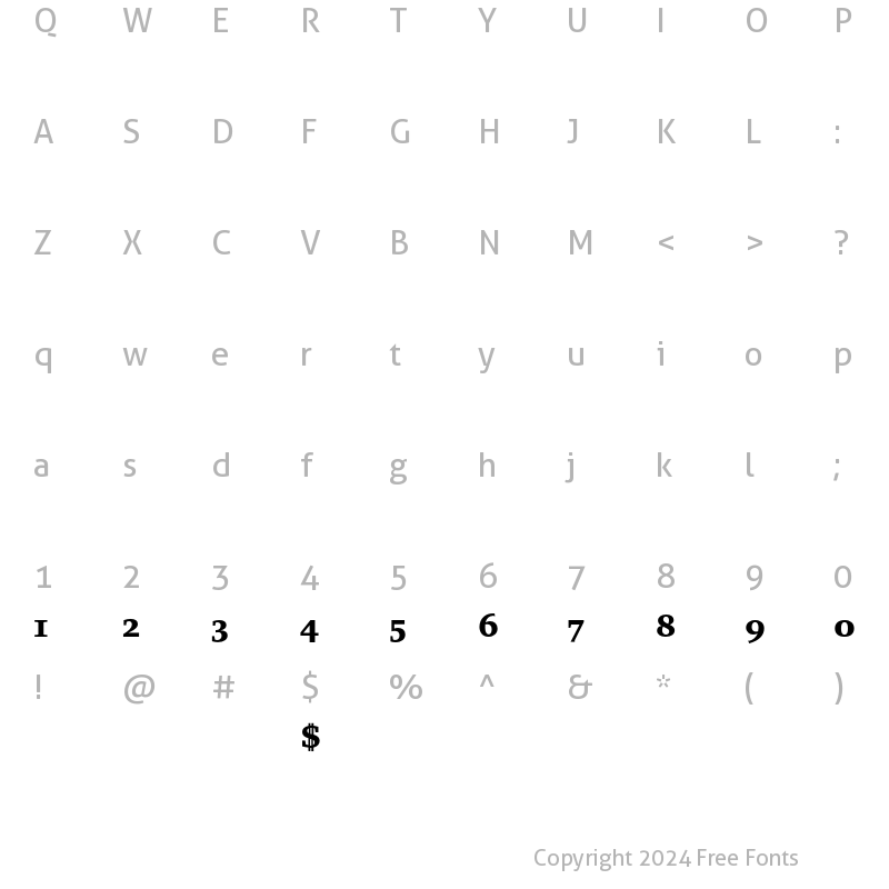 Character Map of Charter Black Alternate Regular