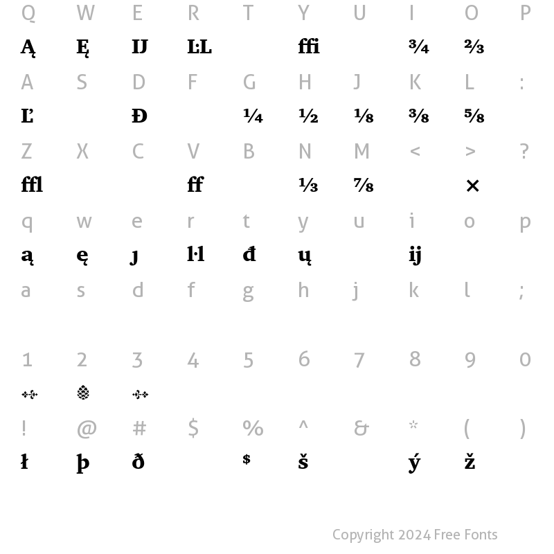 Character Map of Charter Black Extension Regular