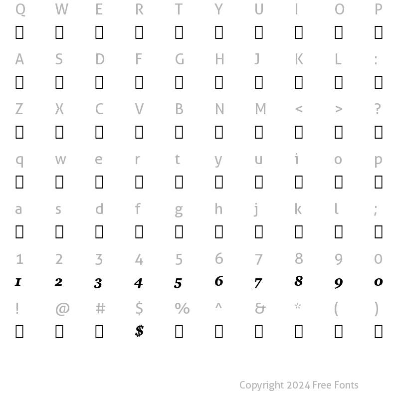 Character Map of Charter BlkItAlt BT Black Italic Alternate