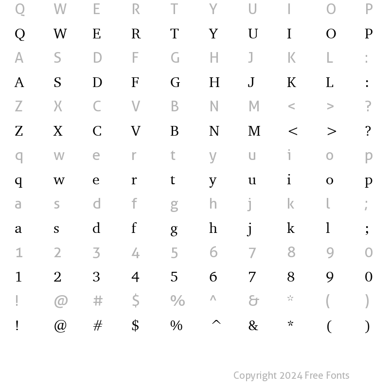 Character Map of Charter BT Roman