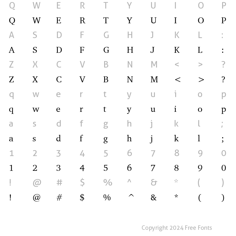 Character Map of Charter ITC GX Roman