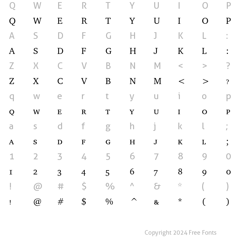 Character Map of Charter ITC SC Regular