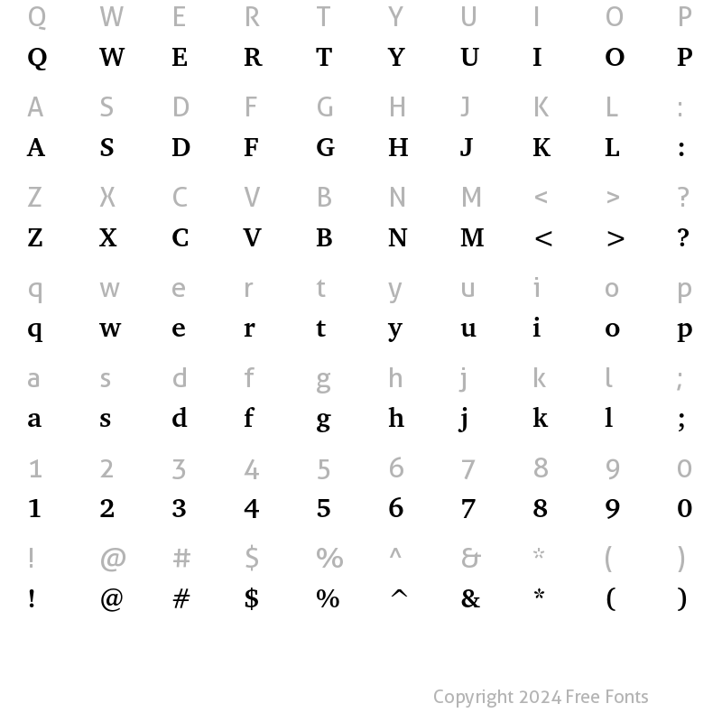 Character Map of Charter ITC Std Bold