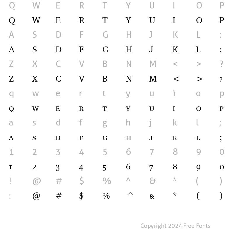 Character Map of Charter SC ITC TT Regular