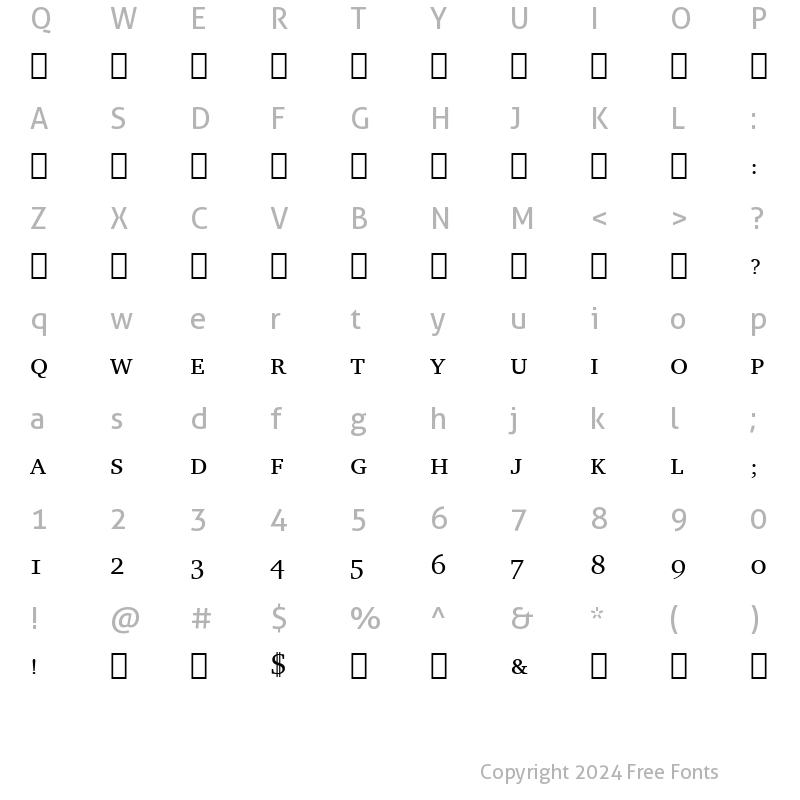 Character Map of Charter SmCap BT Small Cap