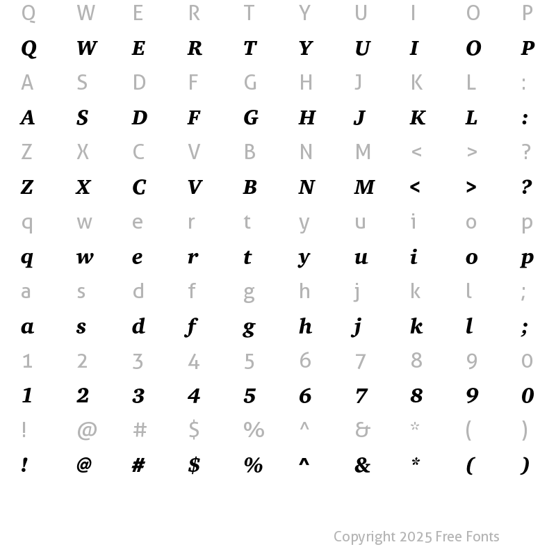 Character Map of CharterEF Black Italic
