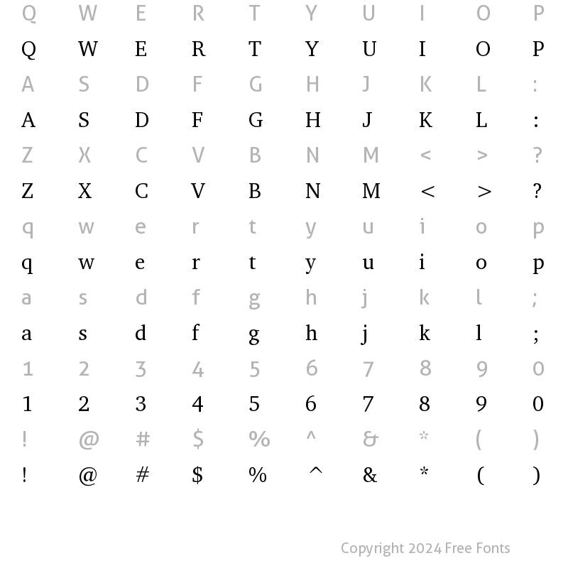 Character Map of CharterITC Regular