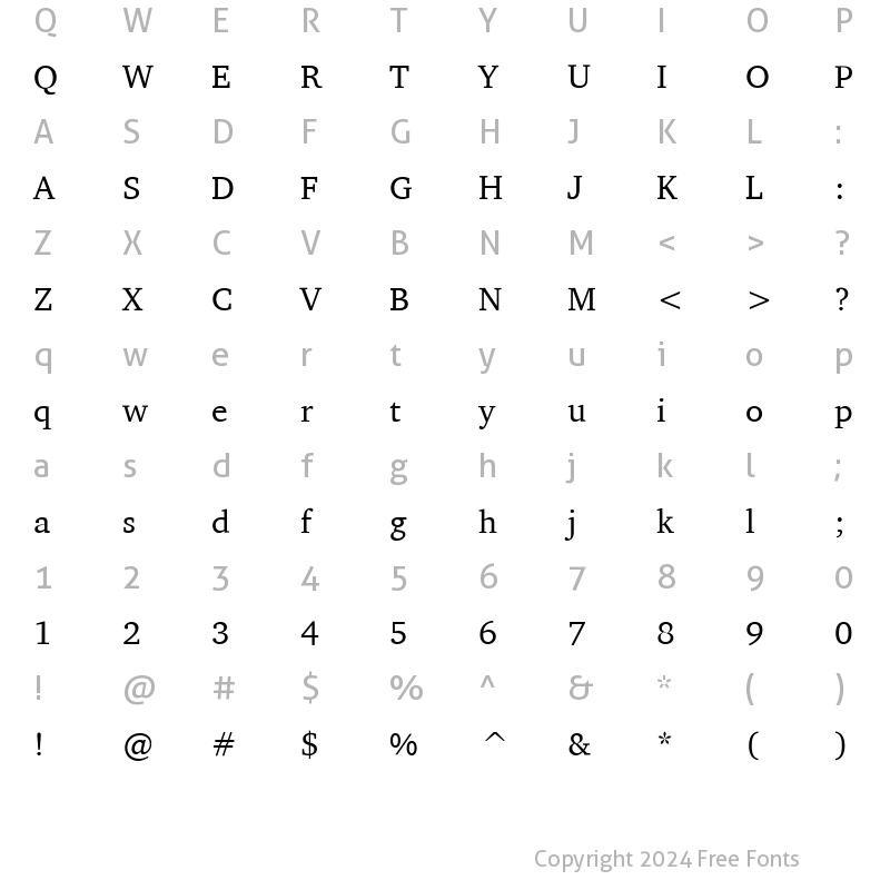 Character Map of CharterITCReg Regular