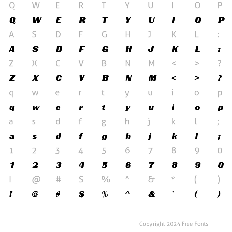 Character Map of CharterOakURWDNor Regular