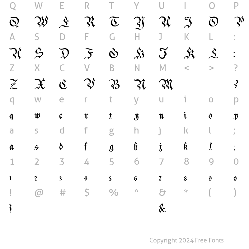 Character Map of Charterwell Bold